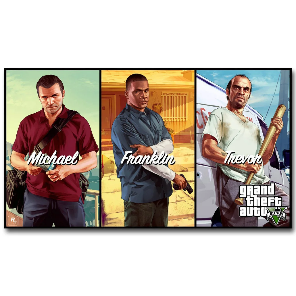 

Grand Theft Auto V Art Silk Fabric Poster Print 13x24 24x43 inch Hot Game GTA 5 Picture for Living Room Wall Decor 053