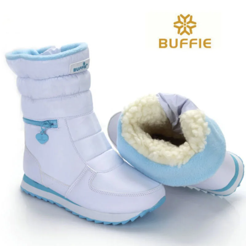 

Size35-41 White Snowboots Middle school student Girls Winter Warm shoes Children Water-Proof Antislip women fashion black boots