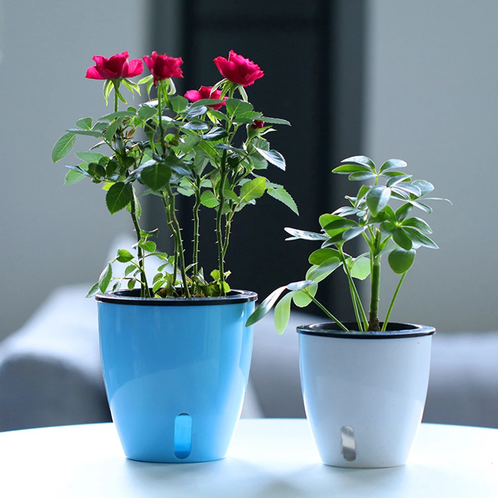 

Plastic Automatic water-absorbing Plant Flower Pots Self-watering Hydroponic Potted Flower Pot Bonsai Container Home Decoration