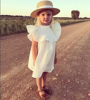 

Summer Babies Ruffles Cotton Dresses Kids Girls Princess Sleeveless Dress 2018 Kids Childrens Clothing
