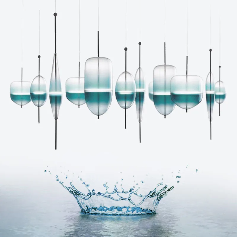 Post Modern Venice Glass Drop LED Pendant Light Blue Glass LED Art Decor Pendant Lamp Simple White Hanging Pendant Light  (16)