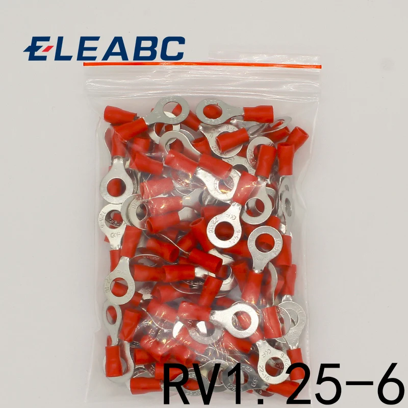RV1.25 6 Красный 22 16 AWG 0 5 1.5mm2 изолированный Кольцевой зажим Соединительный кабель с