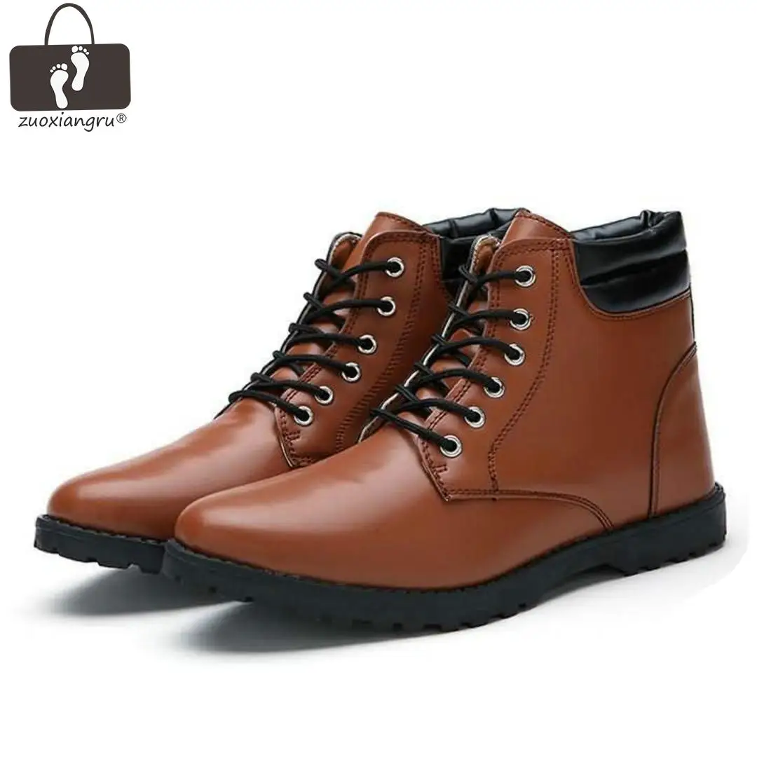 New Men's Pu Leather Boots Working Boots Mountain Shoes Men Spring