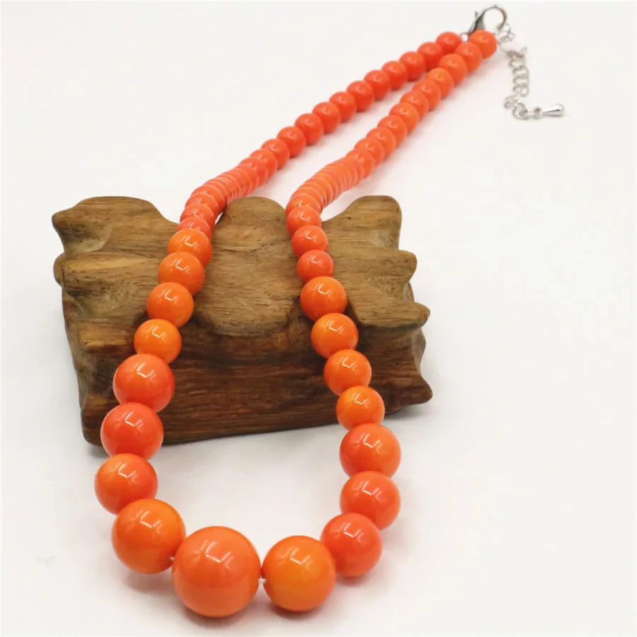6-14 мм натуральные аксессуары оранжевые морские бусы ожерелье с башней цепочка серьги набор ювелирных изделий рождественские подарки для девочек - Окраска металла: necklace
