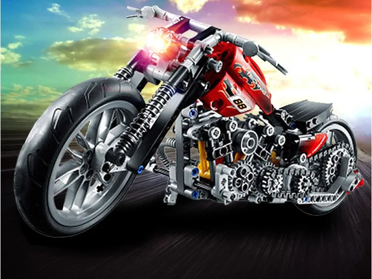378Pcs Technic Motorcycle Exploiture Model Harley Building Toy Bricks Block Gift