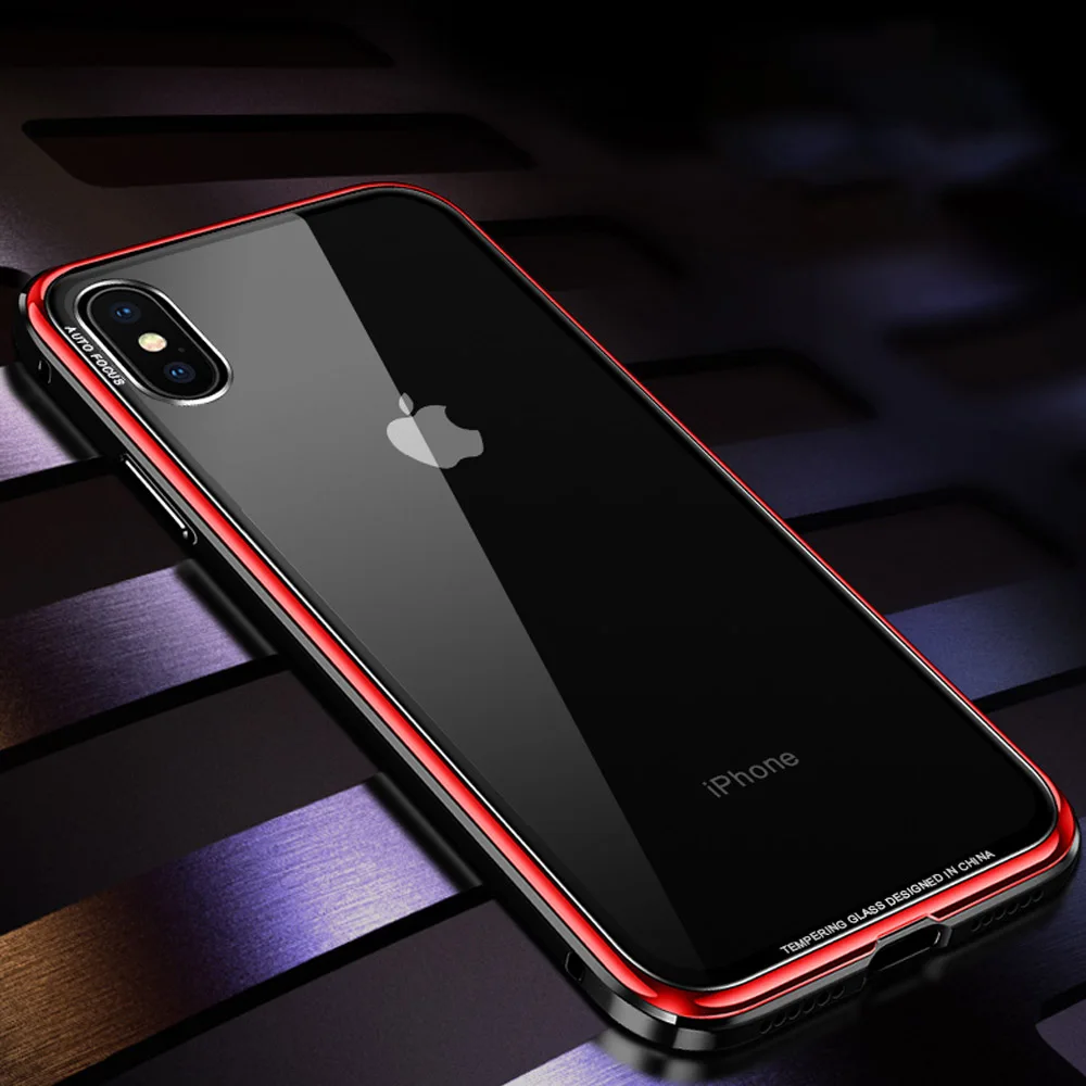 

PORTEFEUILLE cute luxury vintage hard metal aluminum bumper phone case shockproof for iphone xs xs max with Tempered Glass parts