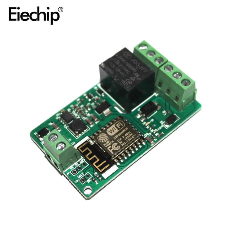 

1Pcs Green ESP8266 10A 220V Network Relay WIFI Module Input DC 7V~30V 65x40x18mm Modules New Arrival