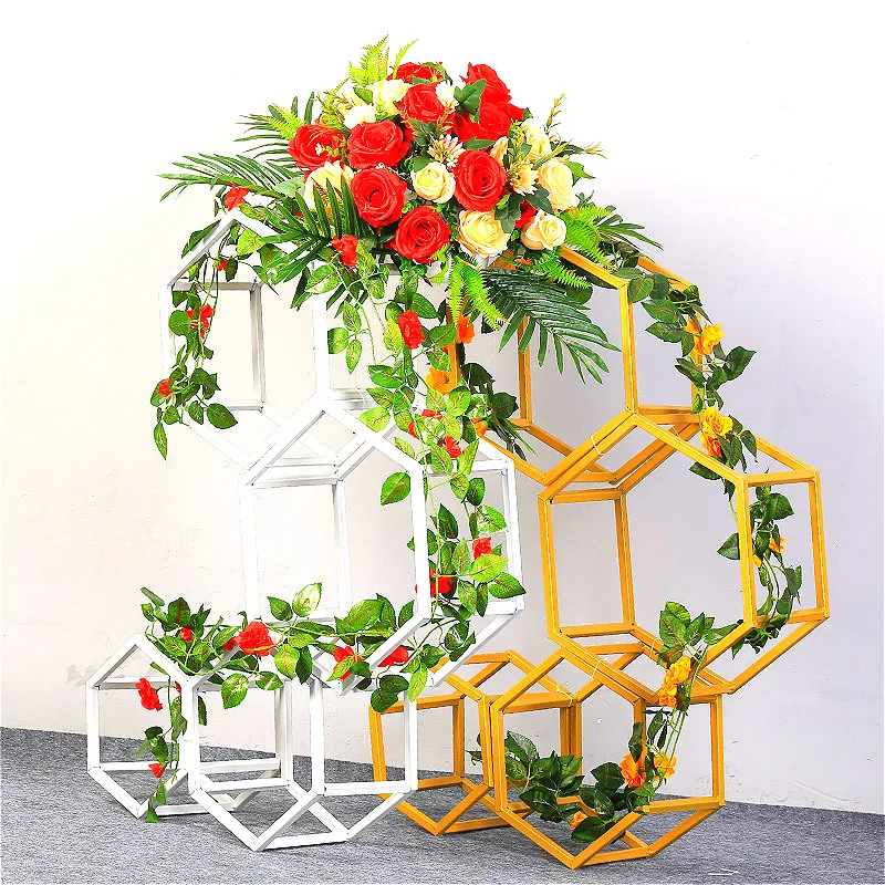 

4PCS Floor Vases Flowers Vase Column Stand Metal Pillar Road Lead Wedding Centerpieces Rack Event Party Christmas Decoration