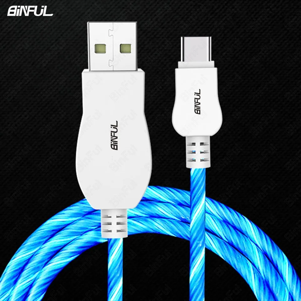 

LED Luminous Light USB-C Charging Cable For Samsung Galaxy Note 9/8 A6/A8/2018 Micro USB Type C Phone Flowing Glow Charger Cabel