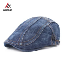 QIUBOSS, унисекс, джинсовая, плоская, газетная, для вождения, шапка, для улицы, для путешествий, для мужчин и женщин, простые береты, регулируемая, остроконечная, кепка, плюща, таксиста, кепка s
