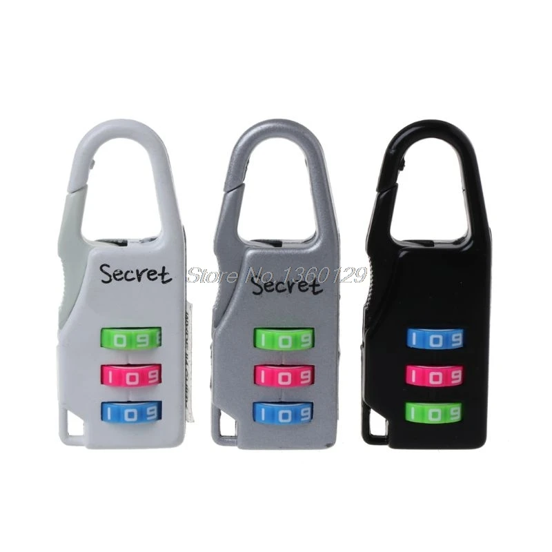 

3 Color 3 Digit Combination Padlock Code Lock Travel Bag Security Parts Locks Dec10 Wholesale&DropShip