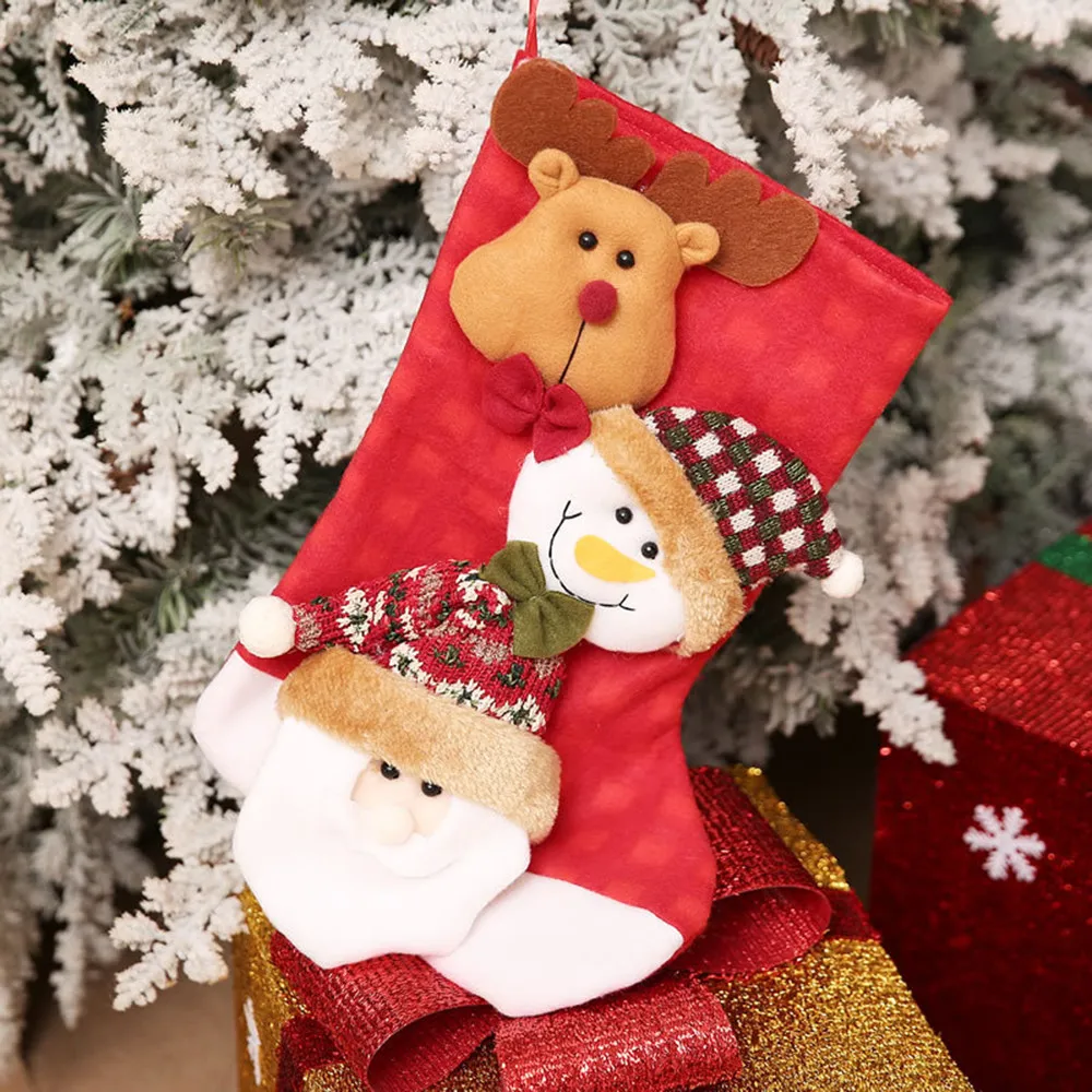 Рождественские носки-чулки с новогодним принтом; Подарочный пакет для конфет; Рождественская елка с подвесным орнаментом