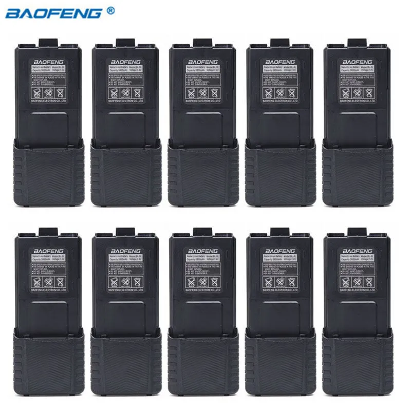 10 шт. Оригинальная батарея BAOFENG UV-5R 7 4 В 3800 мАч литий-ионная большой емкости для