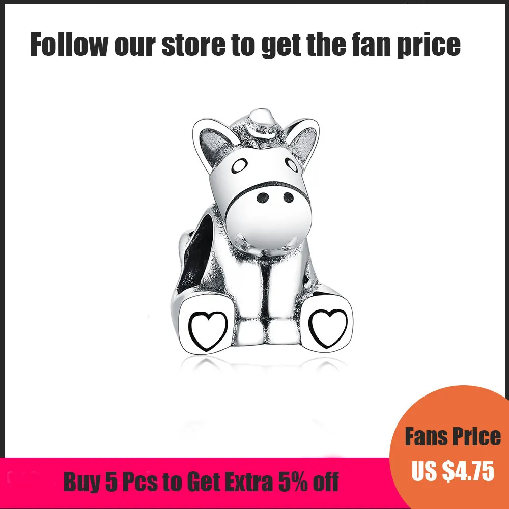 

HuooNew Fit Original Pandora Charm Bracelet Pulseira 925 Sterling Silver Cute Bruno The Unicorn Bead Making For Women Berloque