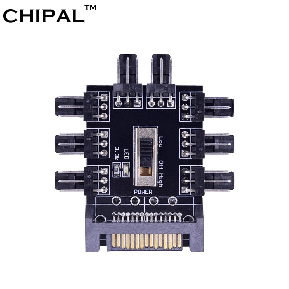 CHIPAL 15Pin SATA Power от 1 до 8 многоходовой разветвитель 3Pin 12V охлаждающий вентилятор хаб