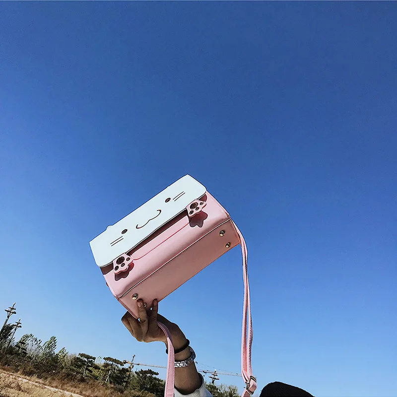 Розовая сумка-мессенджер с мордочкой кошки из искусственной кожи для девочек, милый стиль, женская сумка через плечо в стиле кавайных комиксов аниме для девочек, сумки через плечо