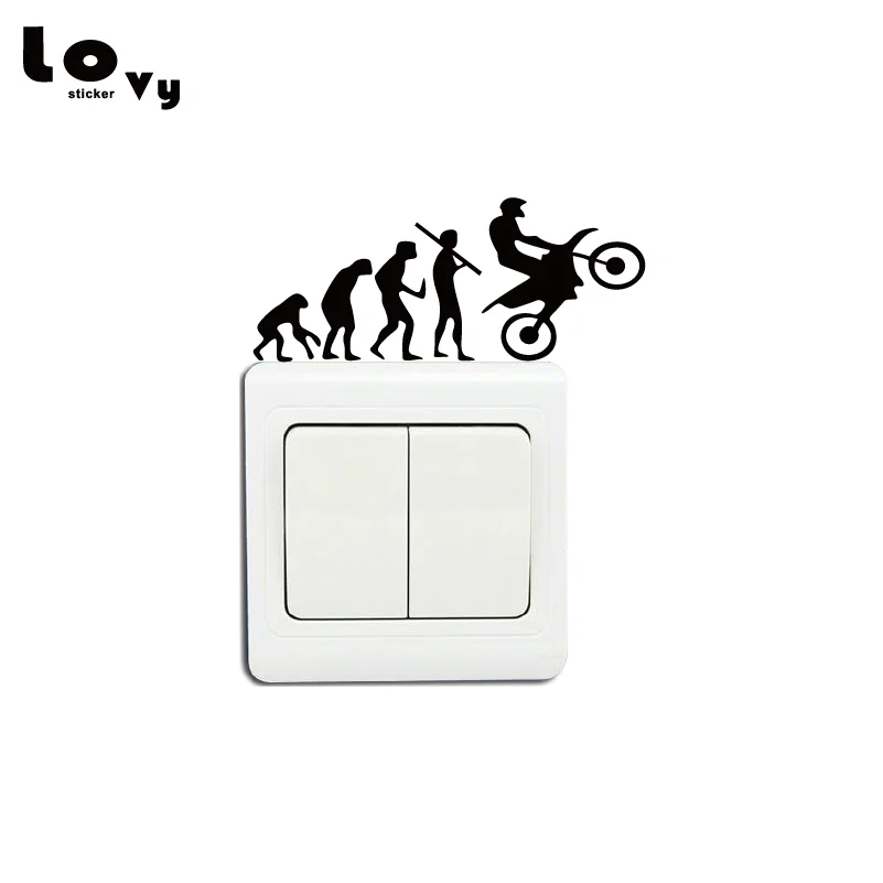 

Funny Motocross Racing Evolution Vinyl Switch Sticker Creative Cartoon Silhouette Wall Sticker Home Decor SW0090