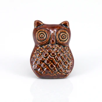 

6PCS creative cartoon owl ceramic knobs coffee porcelain kitchen cabinet dresser door handles knobs vintage