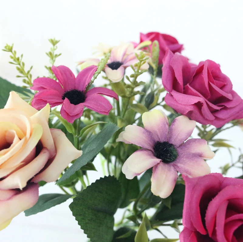 JAROWN Simulation Rose Bouquet Artificial Silk Flowers Fake Flower Art Decoration For Wedding Home Office Desktop Placement (26)