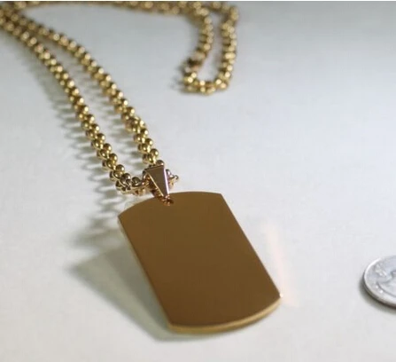 

HOT SALES GOLD PLATED DOG TAG SOLID STAINLESS STEEL NECKLACE Custom engraved dog tag FH890259