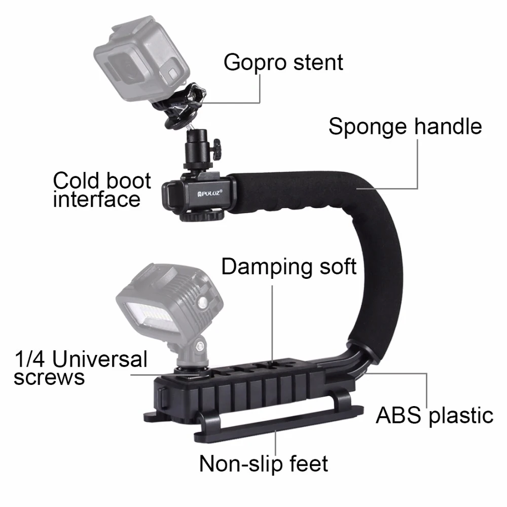 PULUZ для Steadycam c-образная u-образная рукоятка Стабилизатор камеры w/h штатив головка телефона Зажим адаптер для стабилизатора Steadicam DSLR