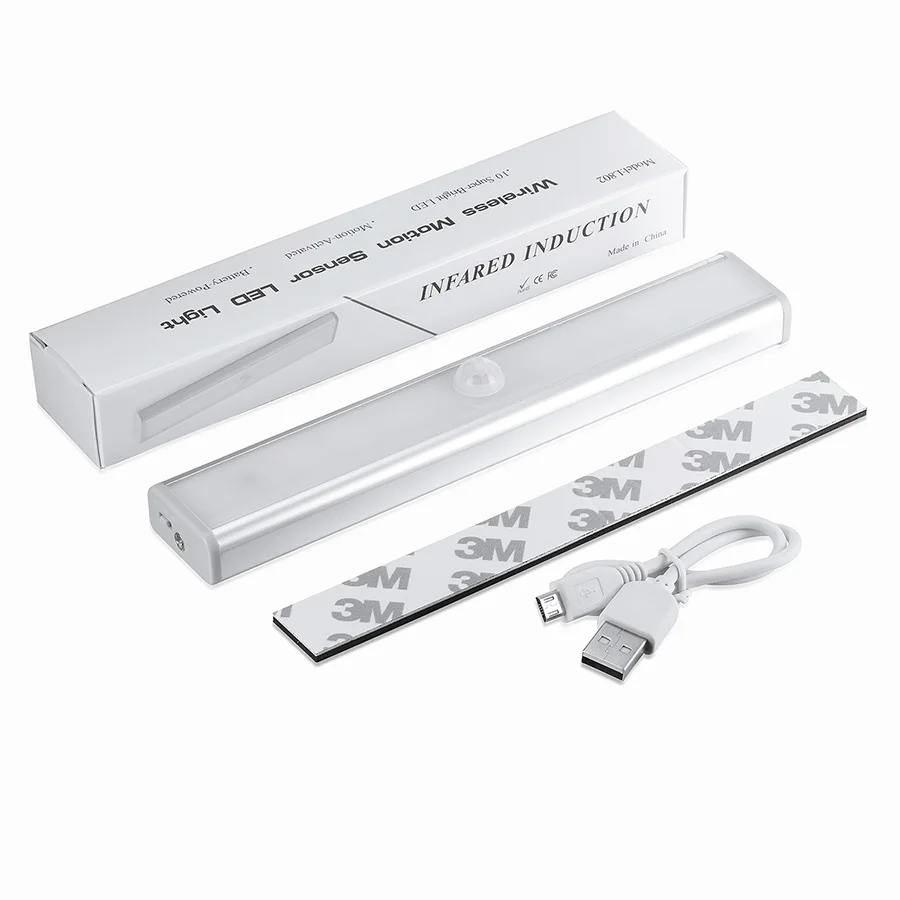 

USB Rechargeable LED Under Cabinet Light With Motion Sensor Night Light for Wardrobe closet Kitchen bedroom loft toilet WC light