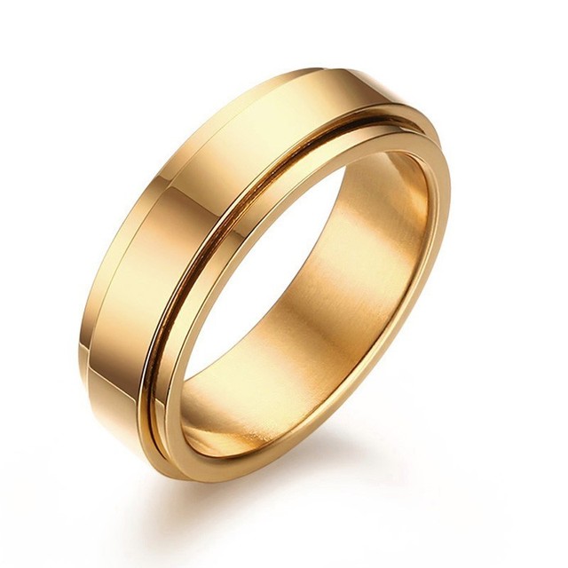 Stainless Steel Spinner Ring Mens Wedding Brands 6mm Black IP Love Promised Ring Jewelry