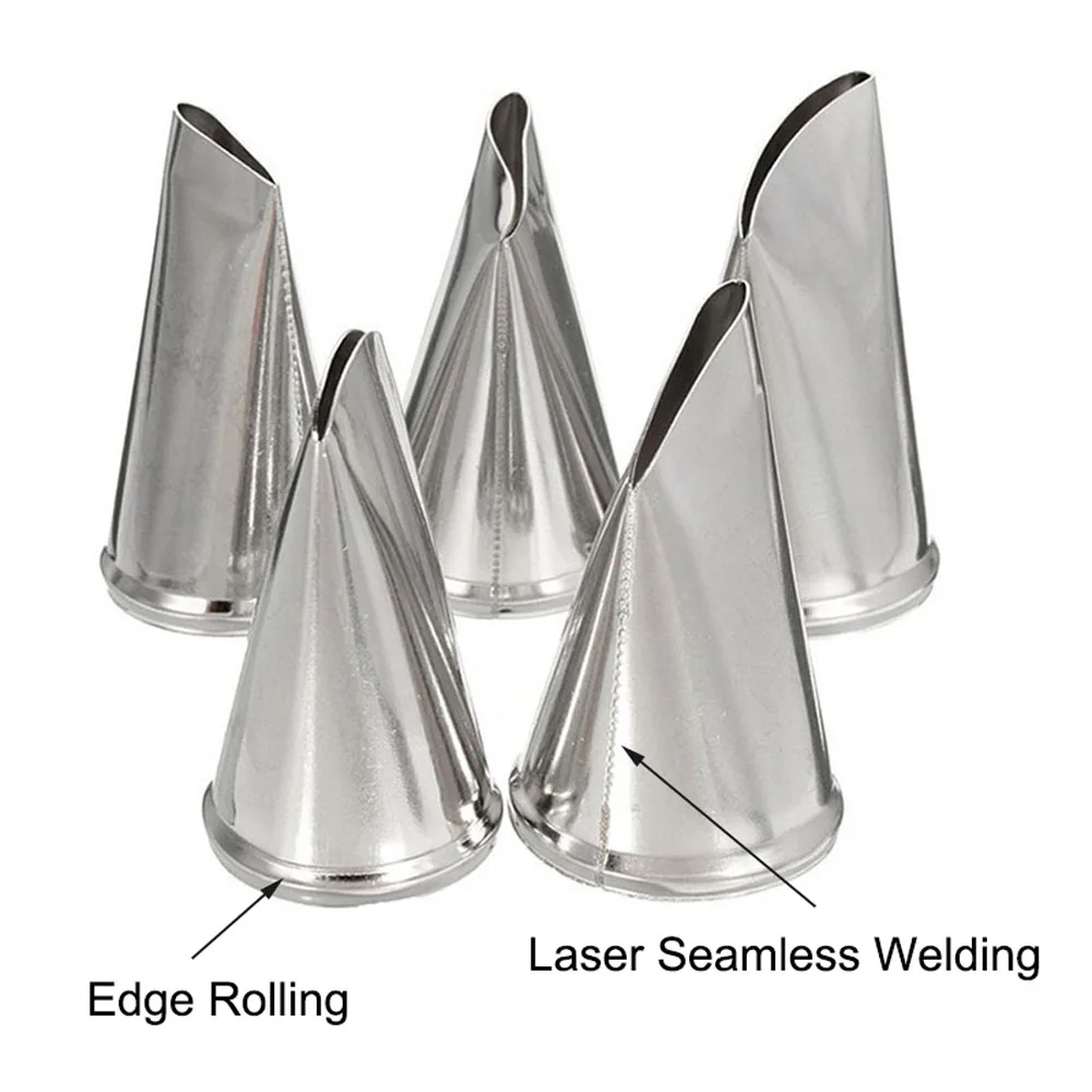 

5 Pcs/Set Rose Petal Cake Decorating Tips Stainless Steel Icing Piping Nozzles Cake Decorating Tool Backing Tools