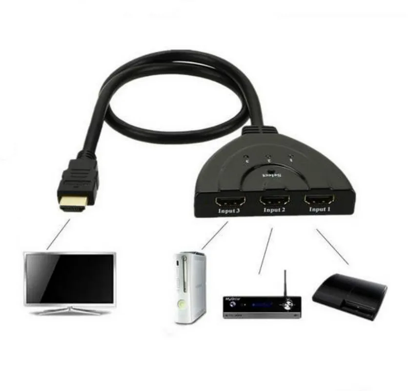 

3 Port HDMI Switch 3 IN 1 OUT 1080P Hub V1.4B HDMI Switch Switcher Splitter Adapter Cable For HDTV XBOX PS3 Black Wholesale