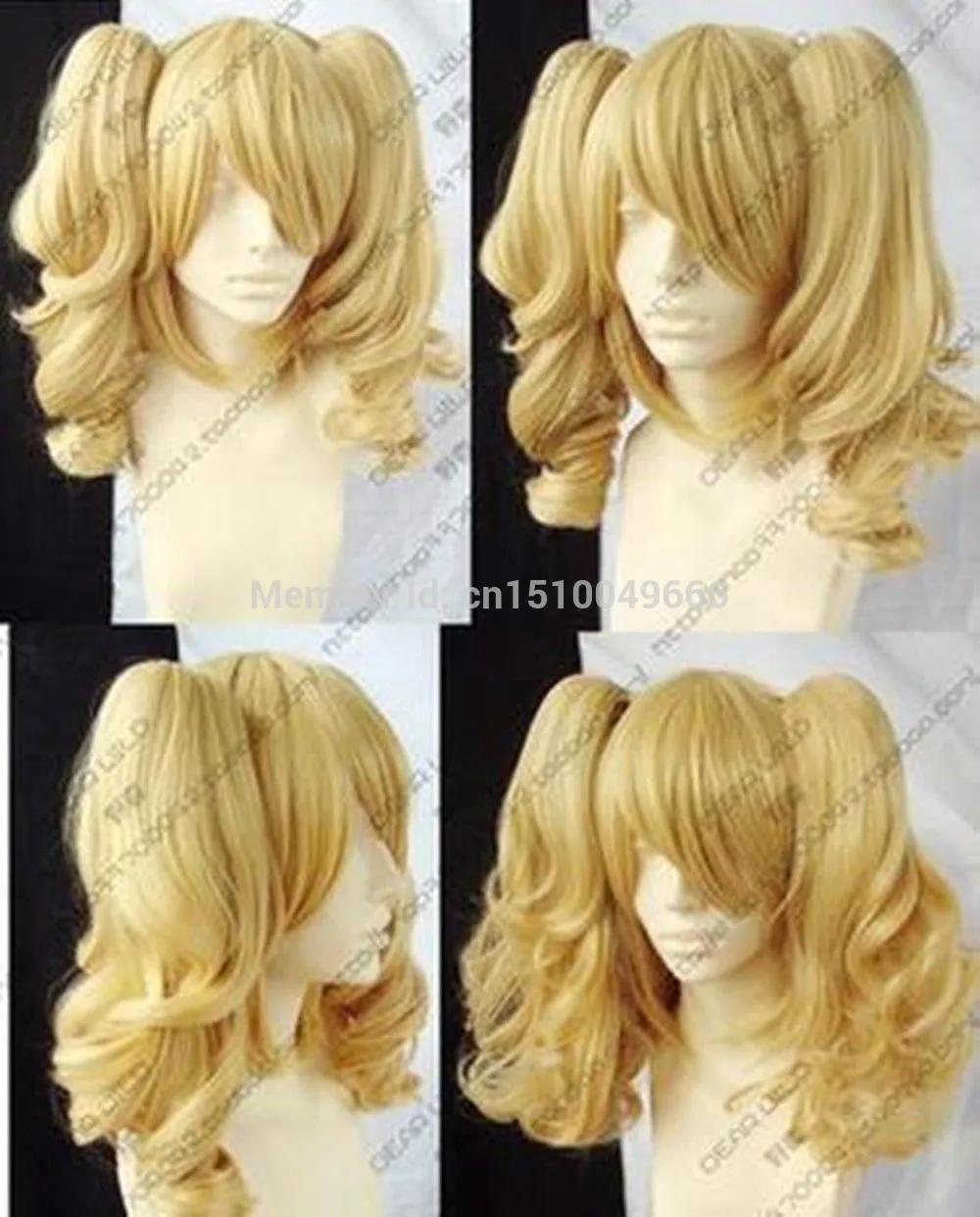 

parrucca perruque FREE SHIP>>>A2351344 Hot! New Blonde Mixed Cosplay Split -Type Wig And With 2 PigTails