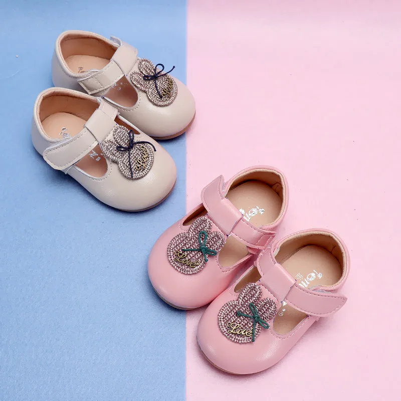 Обувь для маленьких девочек с Т-образным ремешком, обувь для девочек, обувь для детей с кроликом, обувь из мягкой кожи, обувь принцессы для детей, весна MCH091