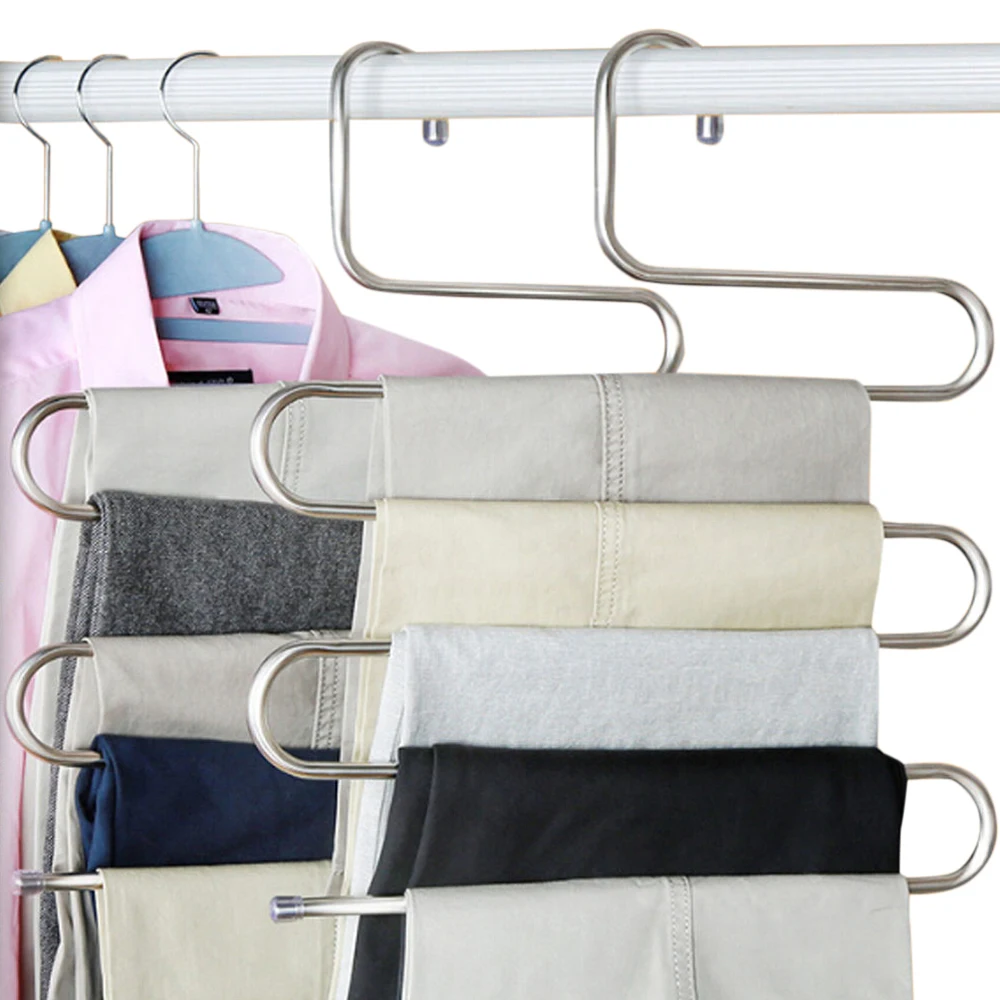 Trousers Hanger Magic pants Clothes Closet Belt Holder Rack bathroom room kitchen shelf