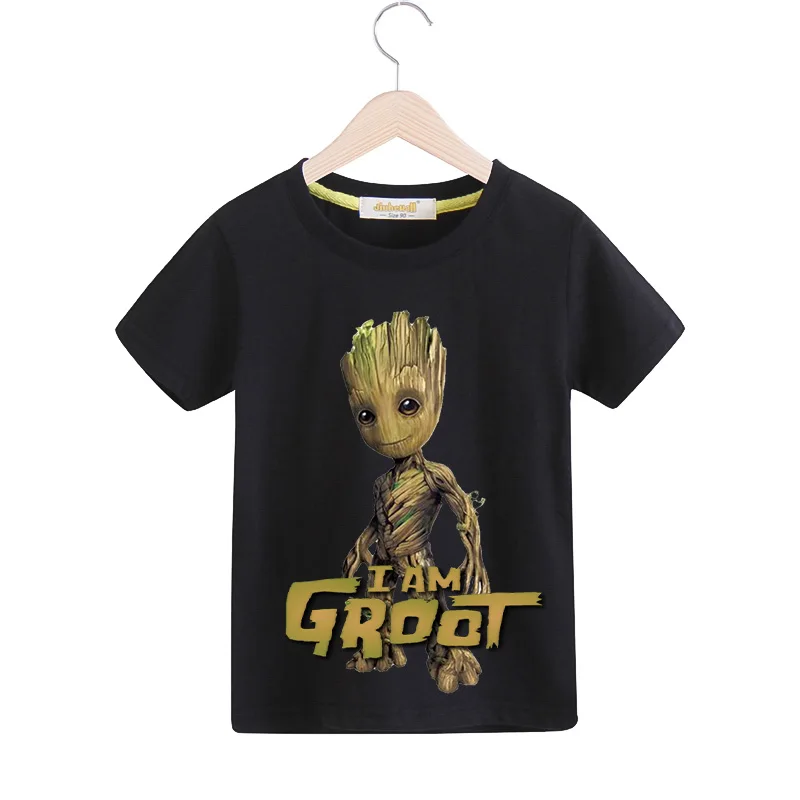 2019 футболки с принтом «I'm Groot» Для малышей, летние футболки, детская одежда, детские футболки с короткими рукавами, топ, костюм, футболки для