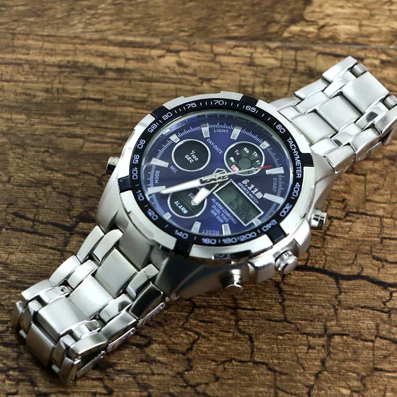  Men Watch Brand LED Digital Watches Waterproof Stainless Steel Casual Quartz Sports Military watch 