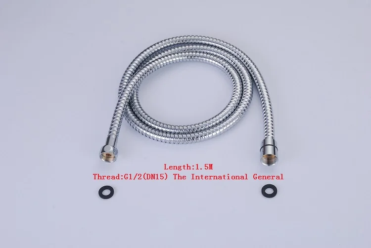 

Hight Quality 1.5M Bathroom Replacement Anti-twist Shower Hose Stainless Steel Chrome Shower Head Bathroom Plumbing Hoses