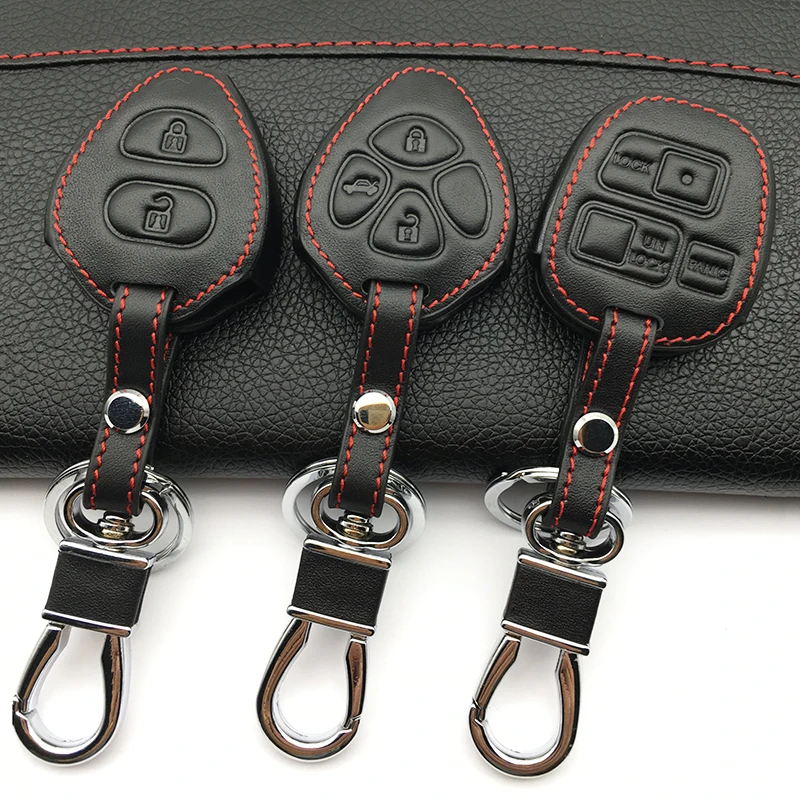  Top layer leather Genuine Leather Keyboard cover Key cases for Toyota RAV4 Corolla Camry Crown Prad