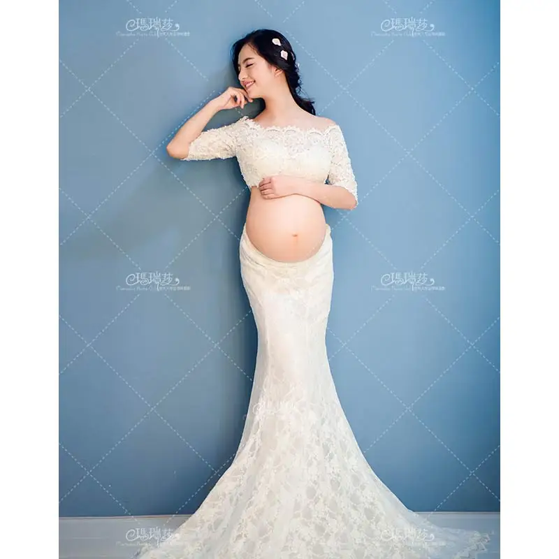 Одежда для беременных женщин, одежда для беременных, белое длинное платье для беременных - Цвет: Бежевый