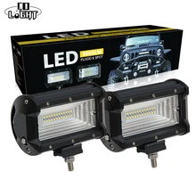 72w Led Work Light Bar 5 Inch 8000lm Flood 4wd Light Bar Truck 24v for Lada Niva 4×4 UAZ GAZ Running Led Strip Auto Accessories
