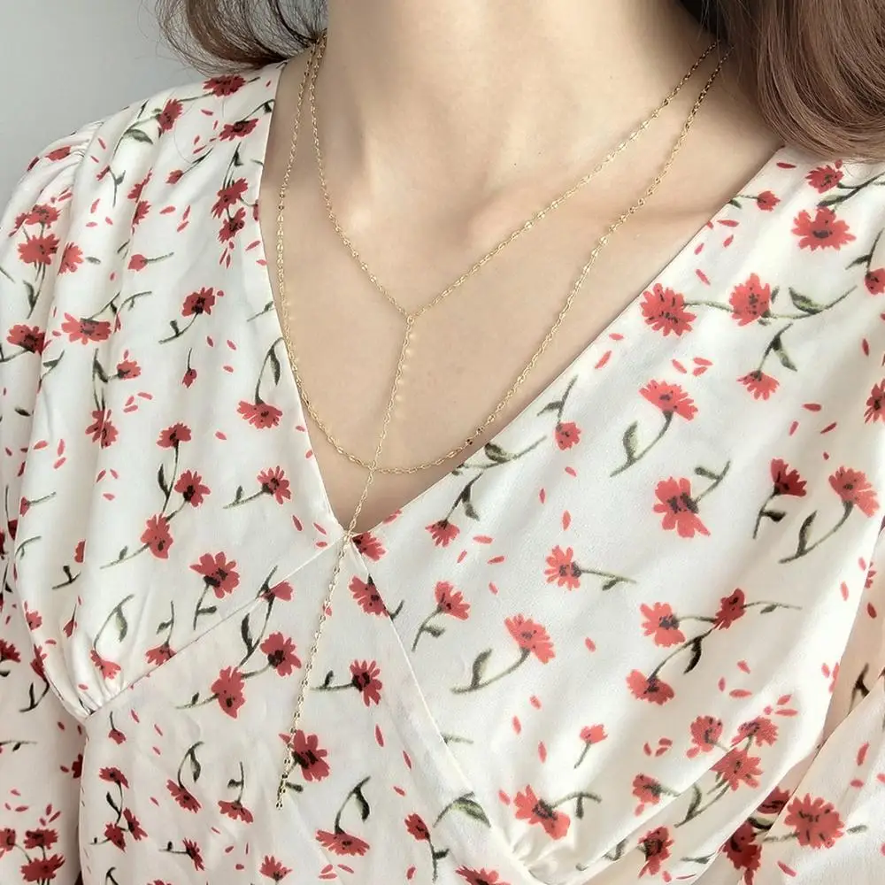 

Boho Pure 925 Sterling Silver Jewelry Multi-layer Chain Pendant Necklace For girl Wholesale Mouth Lips Shape Link Chain Necklace