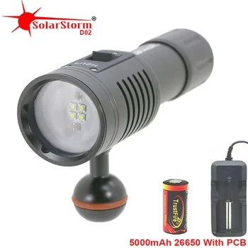 

Solarstorm D02 Diving Underwater Photography Flashlight 26650 Torch Lights Video Lamp White Red LED Scuba Photo lighting lantern