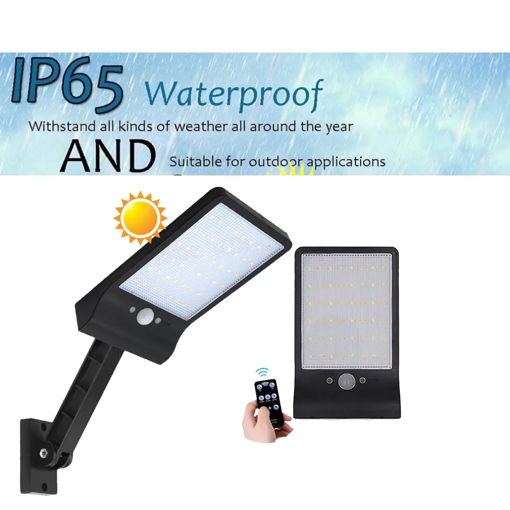 

remote control rotate bracket solar street light 48/60 LED Wireless Solar Lights LED Outdoor Decor Waterproof PIR Motion Sensor