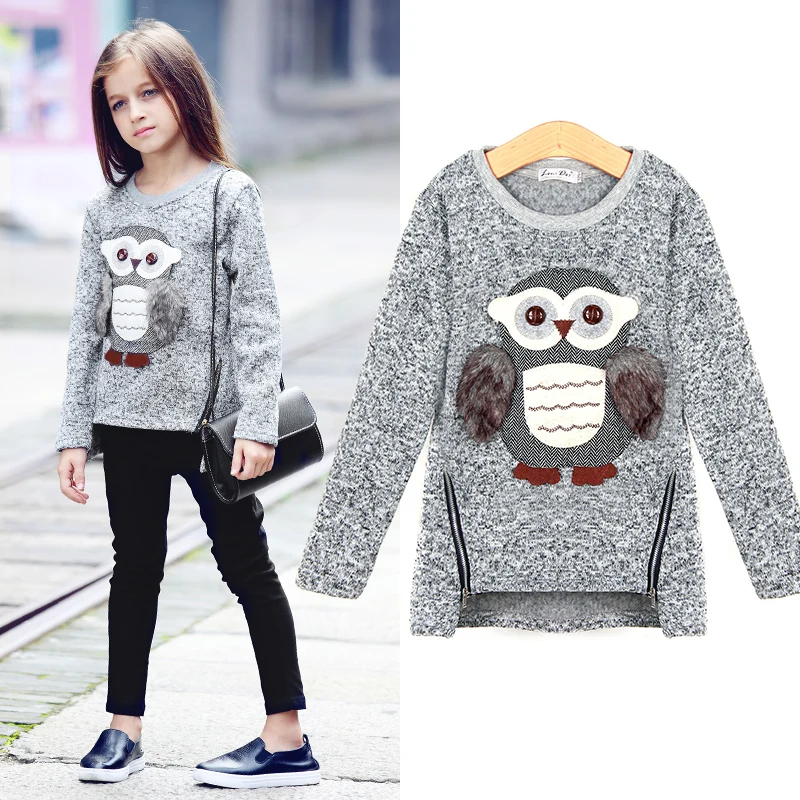 

Sweatshirt For Girls Kids Toddler Big Girls Pullover for Winter Autumn 2018 Clothes Cute Owl Warm Fleece Lined with Zipper