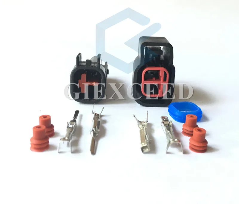 

2 Sets Delphi 2 Pin Female And Male EV6 Fuel Injector Electrical Connector Plug