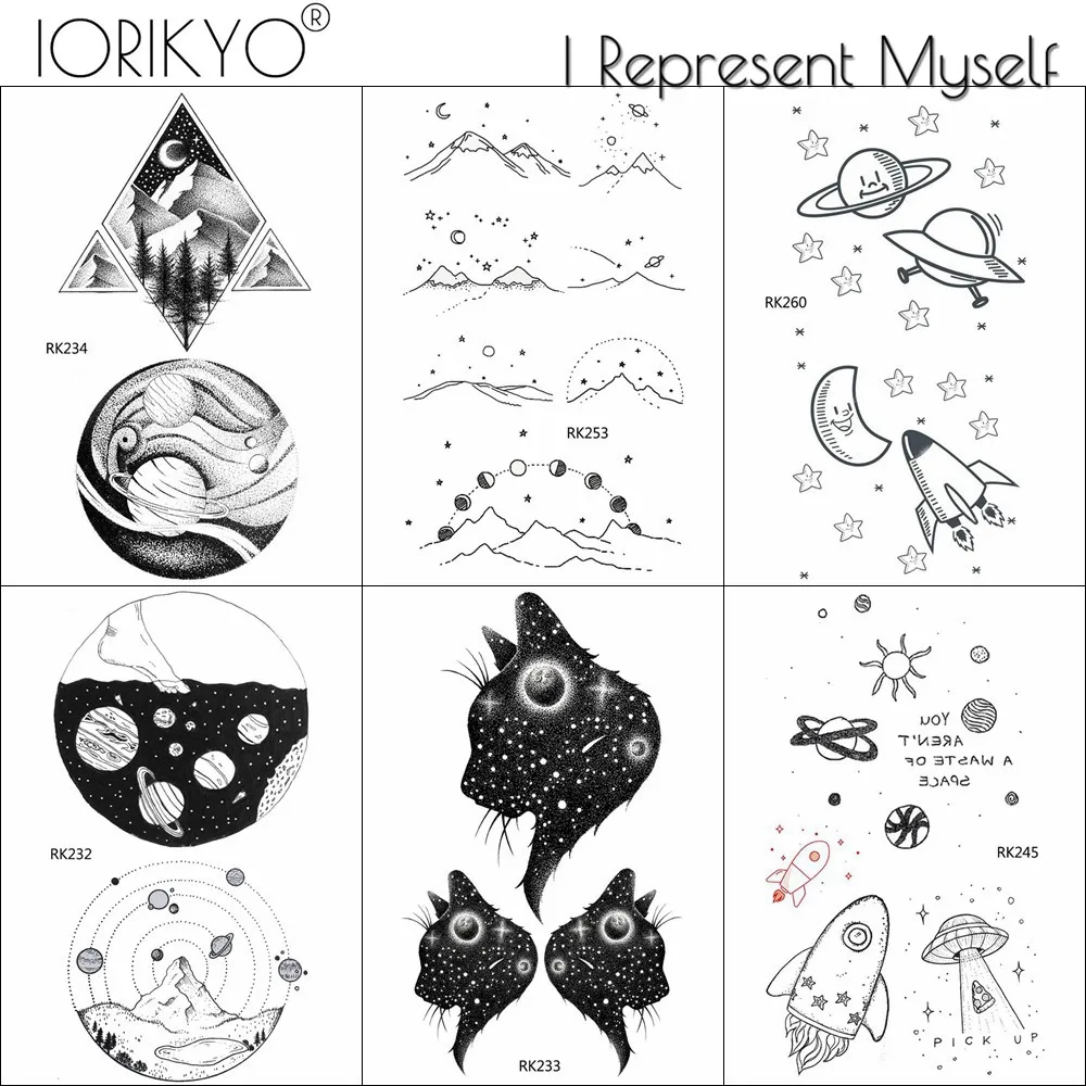 IORIKYO черные маленькие звезды детские наклейки татуировки для женщин тело рука