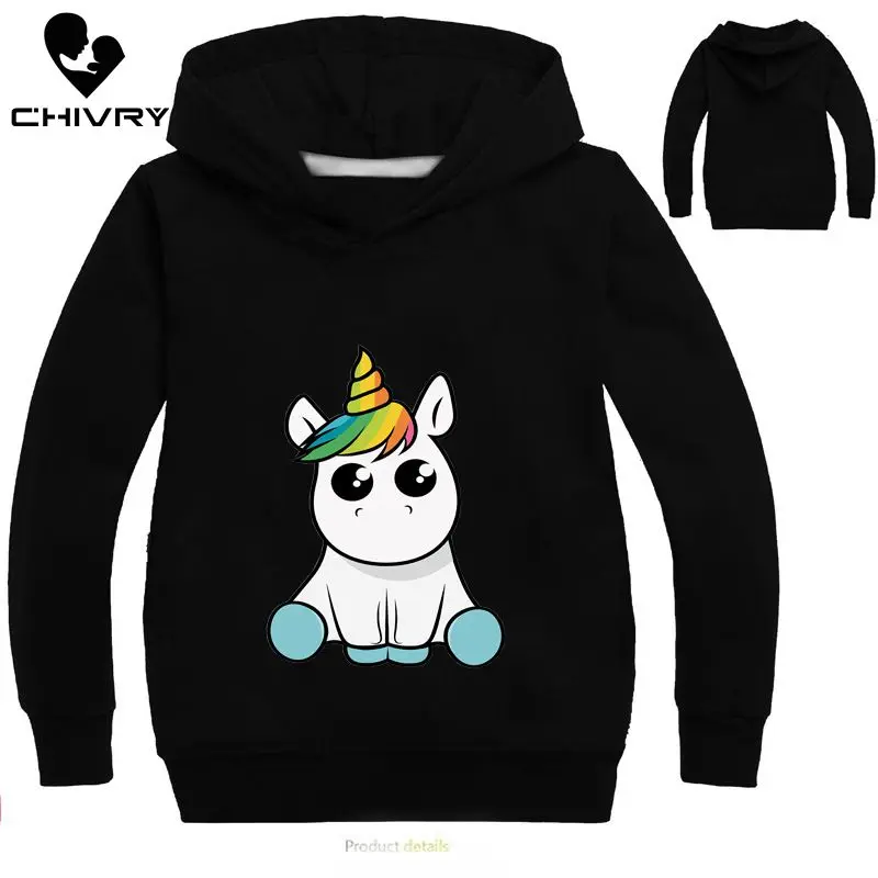 

2019 Children Kids Spring Autumn Sweatshirt Boys Girls Cute Unicorn Print Pullover Long Sleeve Hooded Hoodies Sweatshirt Tops