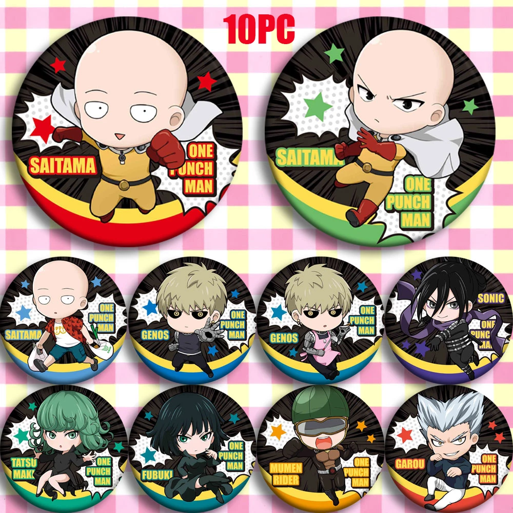 58MM Japan Anime ONE PUNCH-MAN Saitama Genos Tatsumaki Cosplay Bedge Cartoon Collect Backpack Bag Badge Button Brooch Pin Gift |