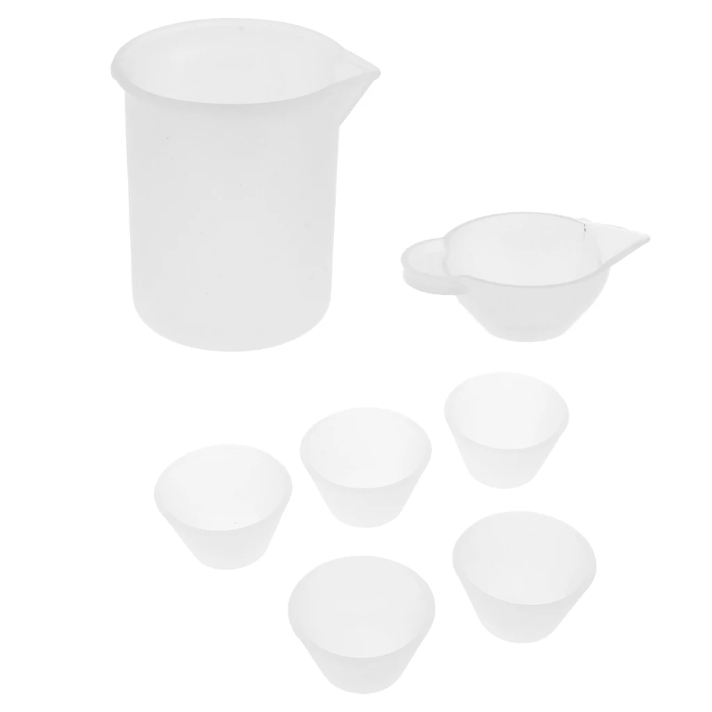 7pcs Clear Epoxy Resin Measuring Cup, 100ML Mixing Dispenser Cups Silicone Mold for Jewelry Making Tool Color Modulation