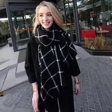 202x74cm Women Warm Large Tartan Check Plaid Scarf Shawl Blanket Wraps Pashmina Stoles Oversized Winter Wram Tartan Plaid Scarf