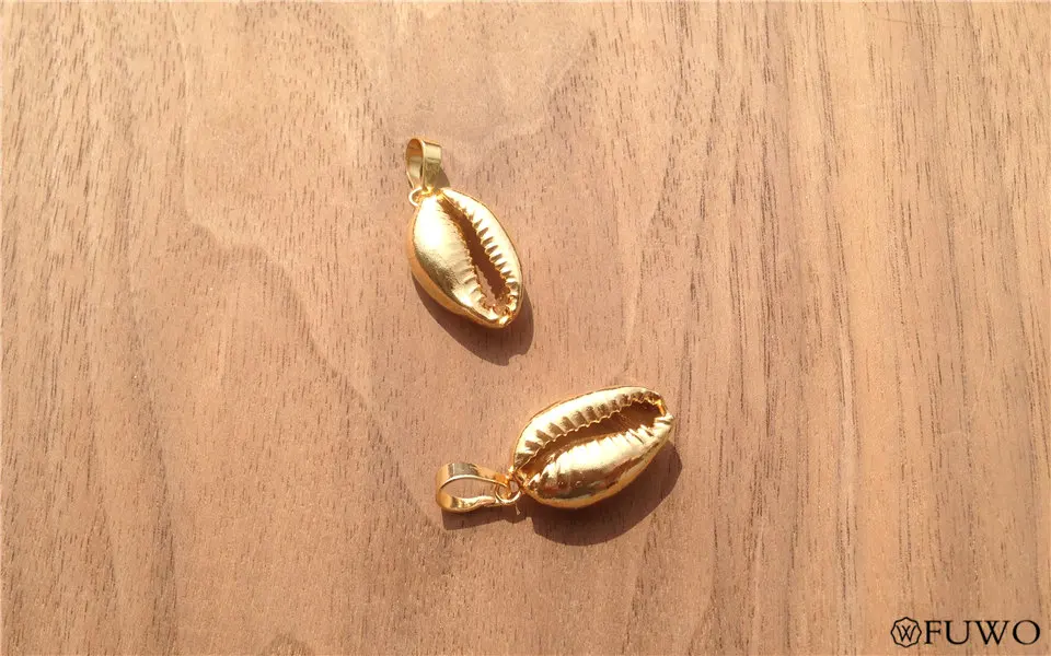 24k Gold Dipped Real Natural Cowrie Shell Pendant 11