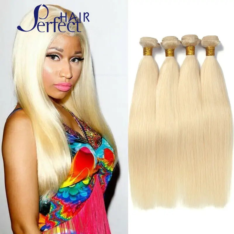 Queen love Hair 4Pcs Lot Blonde Brazilian Hair Weave Bundles Color 613
